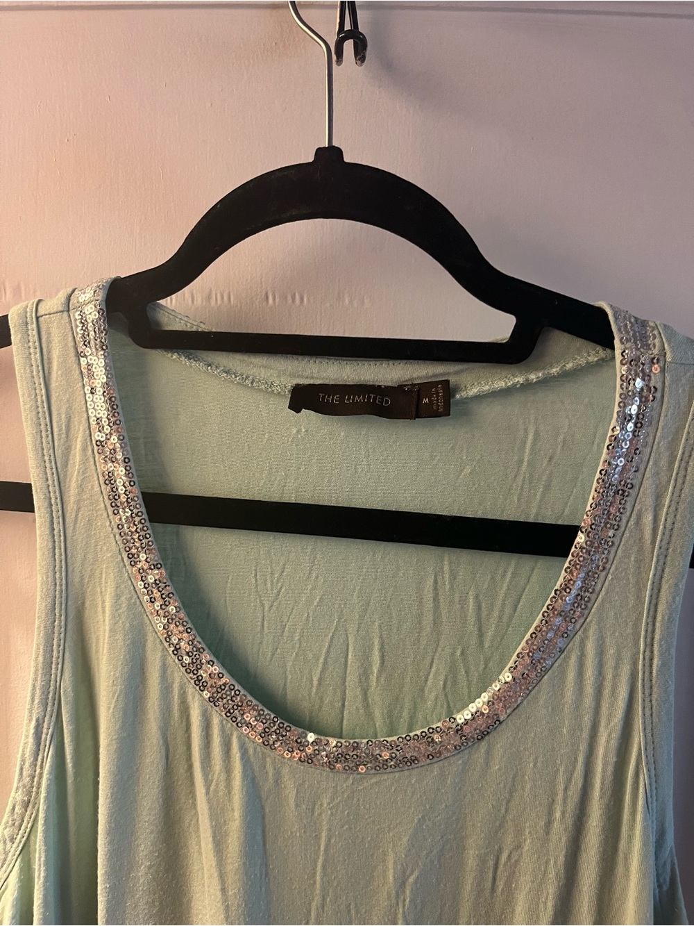 The Limited Mint Sequin-Trim Scoop Neck Tank